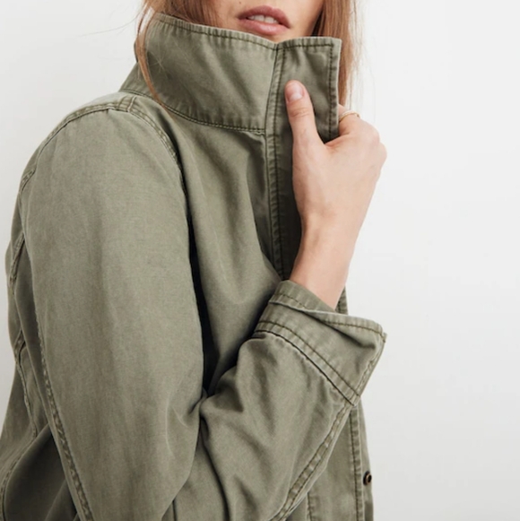 Madewell Passage Jacket Army Green Surplus Military Inspired Jacket 100% Cotton - Picture 2 of 11